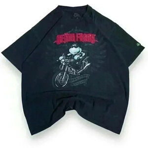 VTG Senior Frog’s ‘I go riding everyday’ Motorcycle Biker T-shirt Black Men’ XL